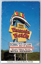 Pensacola Florida~Gateway Sailfish Sign~Neon & Light Bulbs~1970-80 Postcard picture