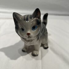 Vintage Lefton Ceramic Gray Kitten Figurine Adorable Cat Lover Collectables picture