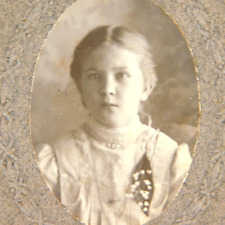 Antique Photo CDV Youg Girl Embossed Cameo by LaMore, Gloversville NY c.1900 picture