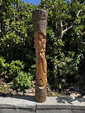 Hand carved wooden tree spirit wizard viking rustic green man tree stump carving picture