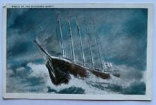 MA Postcard Nantasket Beach Wreck of Schooner Nancy shipwreck Feb 1927 ship art picture