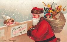 CLAPSADDLE CHRISTMAS SANTA SERIES Beautiful Antique Artist Signed Postcard 2 picture