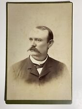 Vintage 1890 Cabinet Card Man Mustache Bow tie Coat  picture
