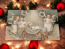 Antique Merry Christmas & Happy New Year Angels Christ Child Holiday Postcard picture
