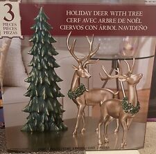 Costco Holiday Deer with Tree New Open Box 3pc Set picture