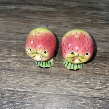 Vintage Apple Salt and Pepper Shakers Southern Decor Ceramic Fruit picture