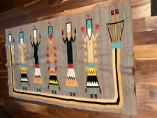 Vintage 1940's Navajo Yei Pictorial Rug, Blanket or Wall Weaving  XL   83” x 47” picture