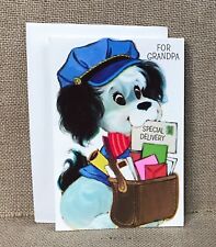 Vintage American Greetings Card For Grandpa Special Delivery Mail Dog 60s 70s picture