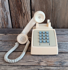 Vintage AT&T Desk Telephone Push Button Phone Cream Bell System Distressed picture
