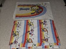 Vintage 1984 SNORKS Cartoon  Pillowcase W/ Twin Sheet Sepp Wallace Berrie RARE picture