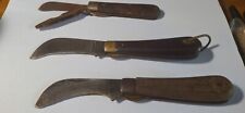 Lot 3 vintage pruning knives - M Klein & Sons, Colonial - For parts, repair picture
