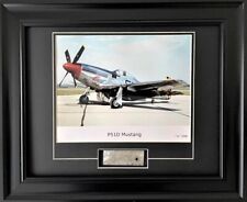 USAF P-51D Mustang Framed WW2 Photo Matted To Include Airplane Metal Skin & Coa picture