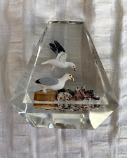 Clear Lucite Hand Carved Sea Gull  DESK Paper Weight Made in Canada picture