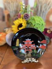 Vintage Mid Century Asian Japanese Lacquerware Red Pagoda Bowl Lacquer Ware picture