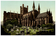 England. Chester. The Cathedral. Vintage photochrome by P.Z, photochrome Zurich picture