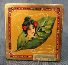 Vintage Rare GRAN FABRICA DE TOBACOS Lundi Cigarette Tobacco Tin ~ Gold Lady picture