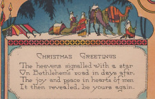 Three Kings Christmas Greetings Camels Poem Divided Back Vintage Post Card picture