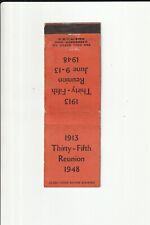 1913 THIRTY-FIFTH REUNION 1948 VINTAGE MATCHBOOK COVER picture