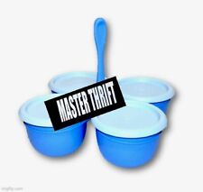 Tupperware Serving Caddy Bowls Blossom / Essentials Set w/ Seals Blue picture