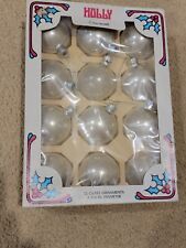 Vintage 12 Silver Holly Mercury Glass Christmas Ornaments In Box VGC Complete picture