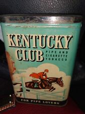 Vintage KENTUCKY CLUB Vertical Pocket Tobacco Tin Great Litho Color Jumper Horse picture