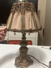 Antique Art Nouveau Boudoir Table Lamp With Shade Vintage Rare Works picture