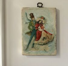 Vintage 3D 1900’s Charming Couple  Wood Wooden Hanging Picture 7.5 X 5.5 X .75 picture