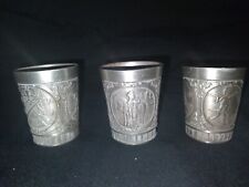 Vintage Rein Zinn 95% Etain Pür Tin Pewter Footed Cup Shot Glass x3 picture