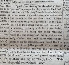 1839 Amistad Slave Lynch Law Prisoner Lashing Cincinnati Daily Buckeye Newspaper picture