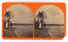 c1900's Real Photo 7X4 in Stereoview Sail Boats Sailing on a Lake Pine Trees picture