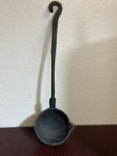 Vintage 10.5” Cast Iron Blacksmith Ladle Forge Lead Smelting USA Hook End Spoon picture