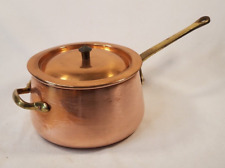 Vintage Copper Pot Brass Handles 2.5 Quart Sauce Pan 6.5