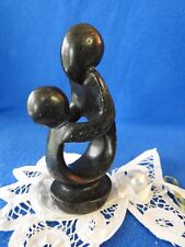 Hand Carved Stone Sculpture Abstract Art Mother & Child Figurine 4 1/2