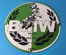 Vintage BMW Sign - Porcelain Sales Motorcycle Sign - Gas Pump Service Auto Sign picture