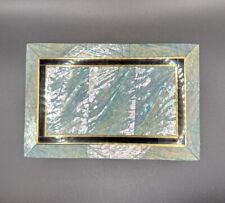 Vintage Maitland Smith Abalone Mother of Pearl Brass Green Jewelry Trinket Box picture