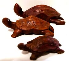 Turtles Wood Carved (rosewood) set of three amphibian picture
