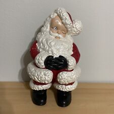VINTAGE Large Ceramic Winking Santa Figurine With Gloves Atlantic Mold 1980 picture