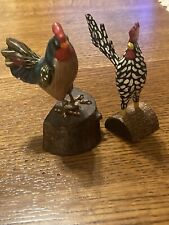 folk art carving painted Roosters picture