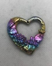 Bismuth Crystal Chinese Rainbow Heart With Flowers picture