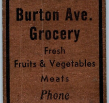 c1950s Waterloo, IA Burton Ave. Grocery Matchbook Cover Cigarettes Iowa C36 picture