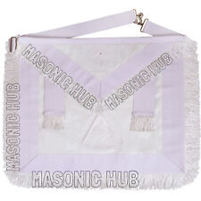 Masonic Past Master 100% Lambskin Apron With Sun - White fringe Hand Embroiedred picture