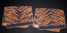 Pr Vtg 80's Martex Perry Ellis Hand Towels Night Tiger Brown Black Zebra Stripe picture