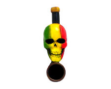 Rasta Skull Handmade Tobacco Smoking Mini Hand Pipe Reggae Art Jamaican Skeleton picture