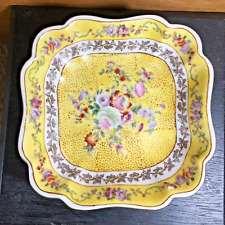 Vintage Hua Rong Tang Zhi Porcelain Dish Bowl Jar Caddy Brass Footed 6
