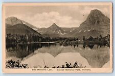 Glacier National Park Montana Postcard Two Medicine Lake Railroad c1940 Vintage picture