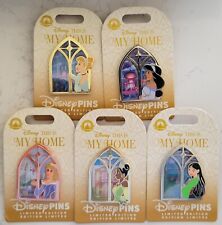 Disney This Is My Home Princess Aurora Tiana Jasmine Mulan Cinderella 5 Pin Set picture