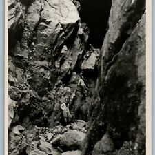 c1940s Mt Katahdin, ME RPPC Rock Climbing Chimney Trail Kellogg Jackins A187 picture