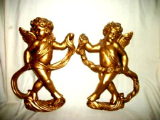 GILT CHERUBS WALL ART PLAQUES HOLLYWOOD REGENCY 1960s FRENCH ELEGANT UNIQUE picture