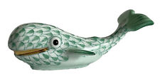 HEREND Baby Whale 3” Green Fishnet Sea Life Mini Porcelain Figure 15464 picture