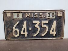 1936  Mississippi LOCKING  License Plate Tag picture